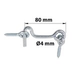 CENTRALE BRICO Crochet fil Dia. 4 x L. 80mm avec piton, AFBAT zingué blanc