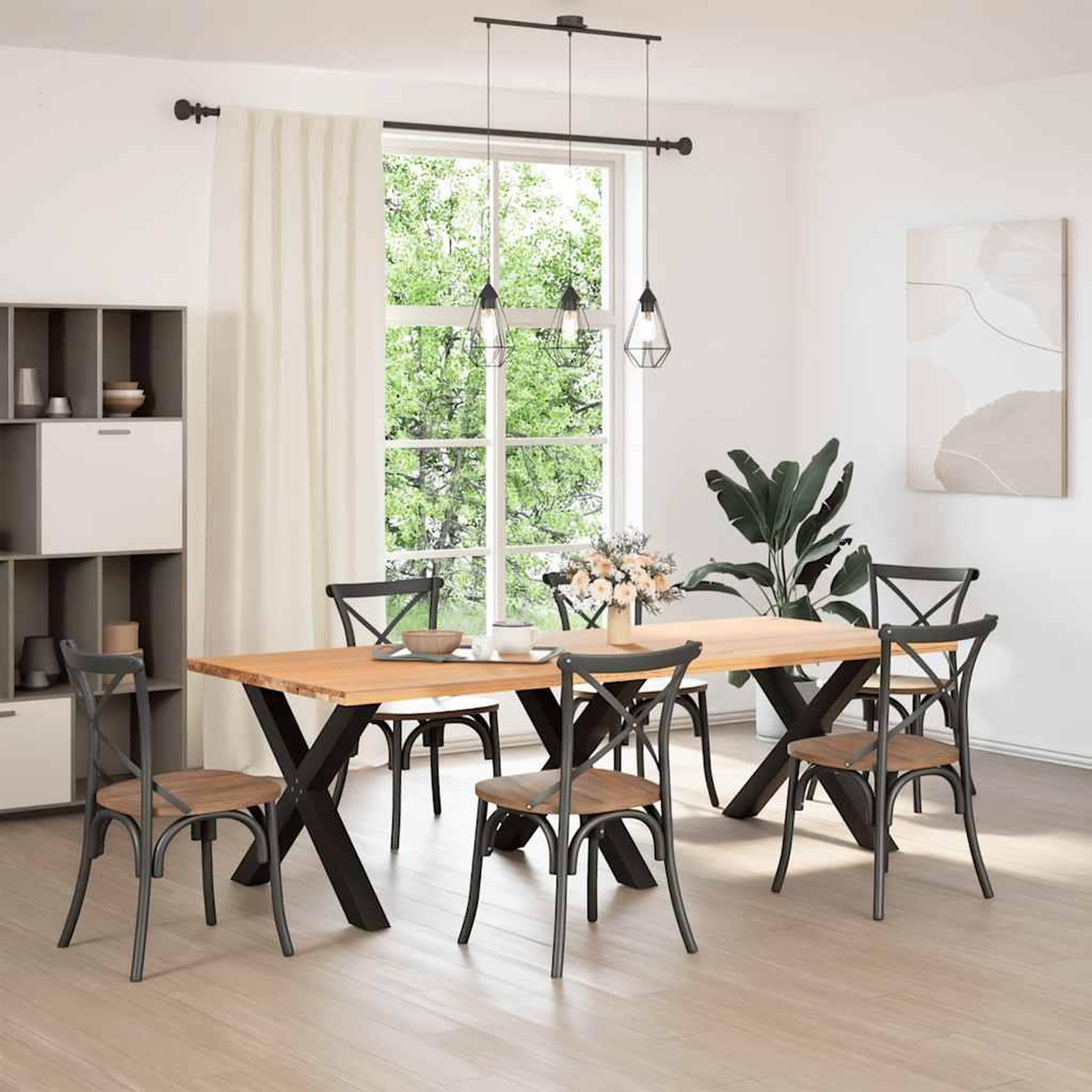 Voir la diapositive 2 : VIDAXL Pieds de table a manger forme de X 3 pcs noir 90x(72-73) cm