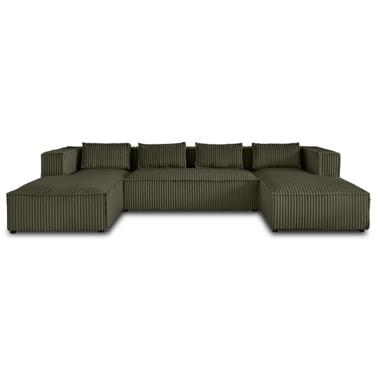 LISA DESIGN Stella - canapé panoramique en u - 7 places - en velours côtelé grosses côtes