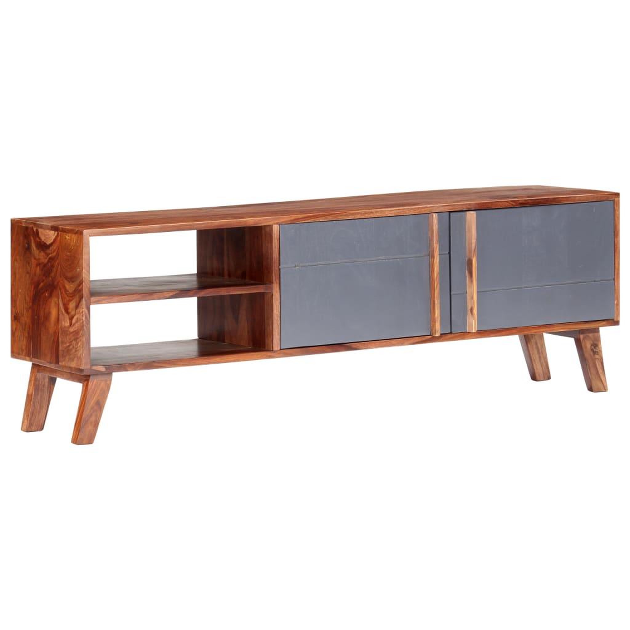 VIDAXL Meuble tv gris 140x30x45 cm bois solide