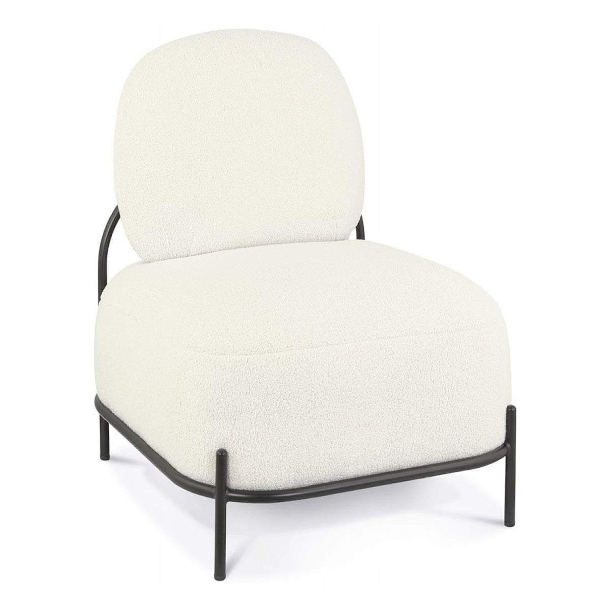 Paris Prix Fauteuil Lounge en Tissu Bouclette  Mark  76cm Beige