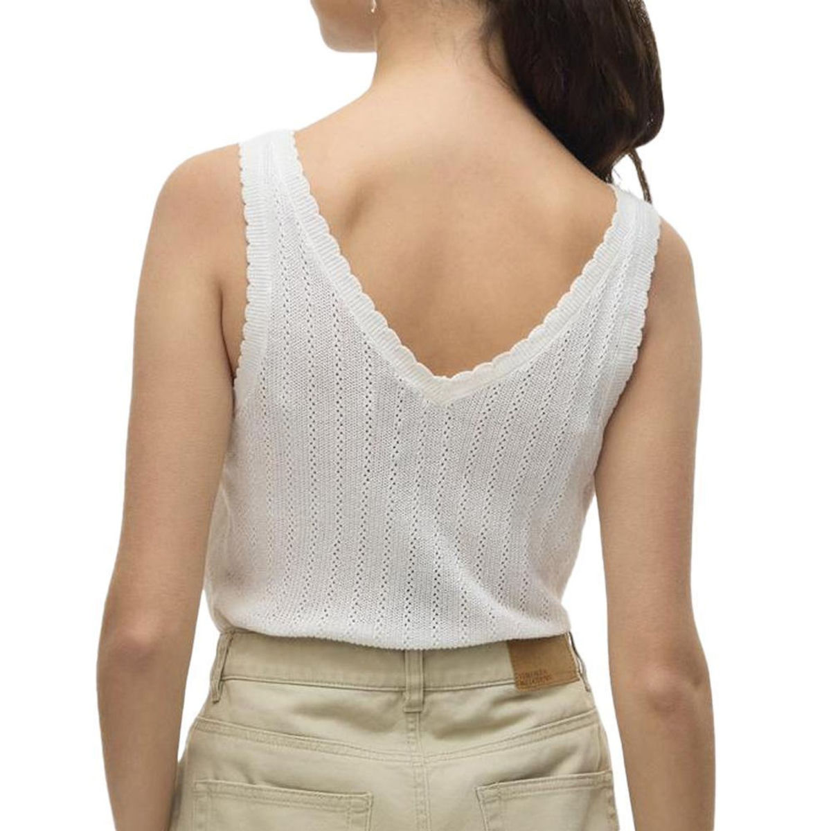 Vero Moda T Shirt Beige Femme Vero Moda Pointelle