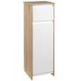 Voir la diapositive 1 : KLEANKIN Meuble colonne bas salle de bain style cosy dim. 32L x 30l x 90H cm porte étagère tiroir MDF blanc aspect chêne clair