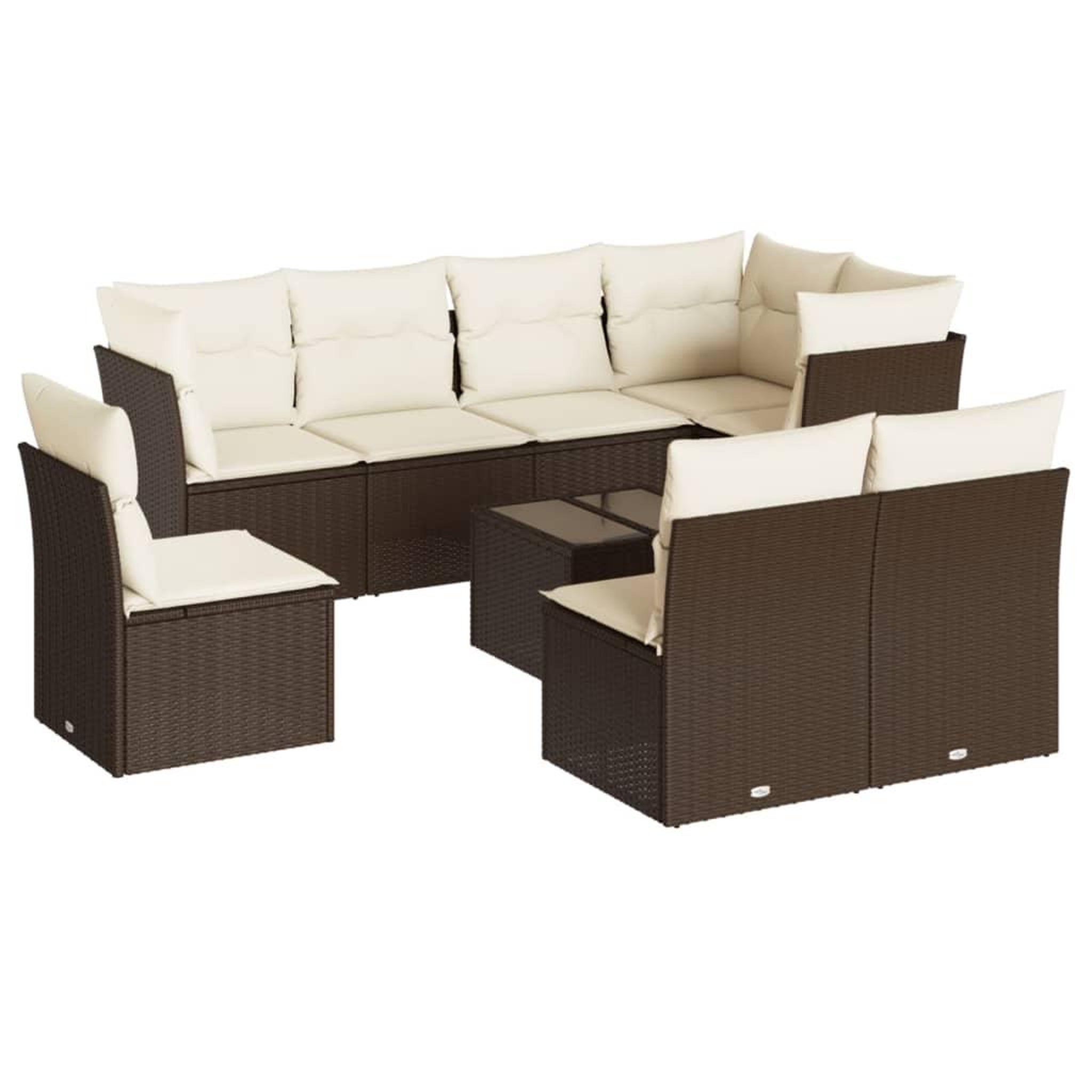 Voir la diapositive 2 : VIDAXL Salon de jardin avec coussins 9 pcs marron resine tressee