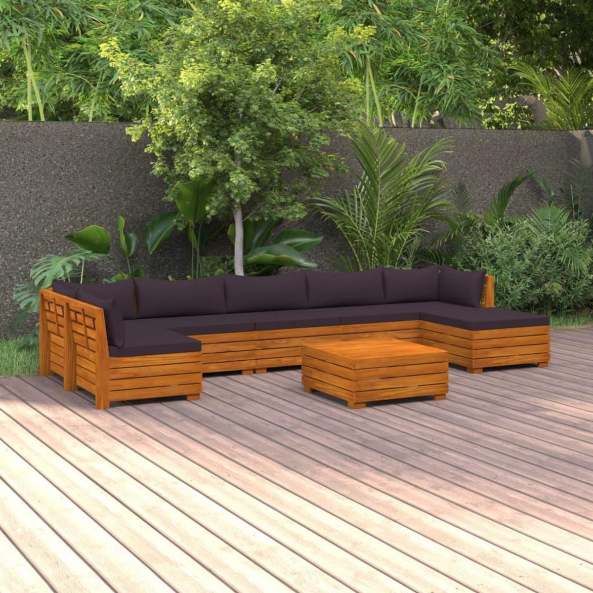 VIDAXL Salon de jardin 8 pcs avec coussins Bois d'acacia solide