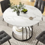 Voir la diapositive 4 : MERAX Table à manger ronde fixe blanc+noir - 80x80-80max.cm mdf