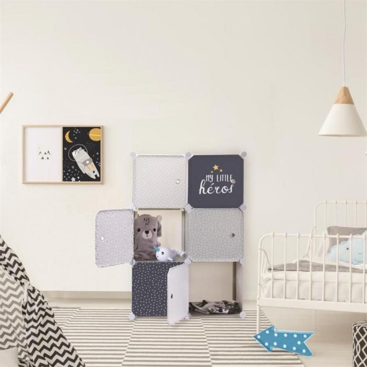 Paris Prix Lot de 6 Cubes Modulables  Rangement  95cm Gris