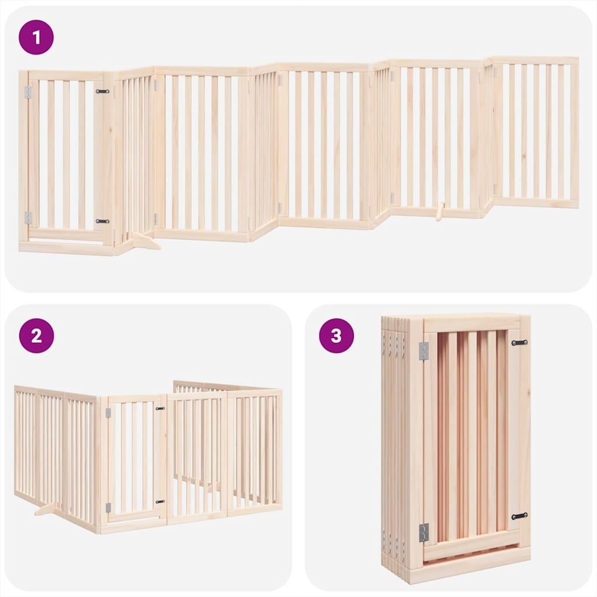 Voir la diapositive 5 : VIDAXL Barriere pour chiens avec porte pliable 9panneaux bois peuplier