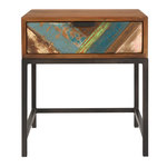 Rendez vous déco Table de chevet 1 tiroir en bois d'acacia et bois recyclé-Krabi