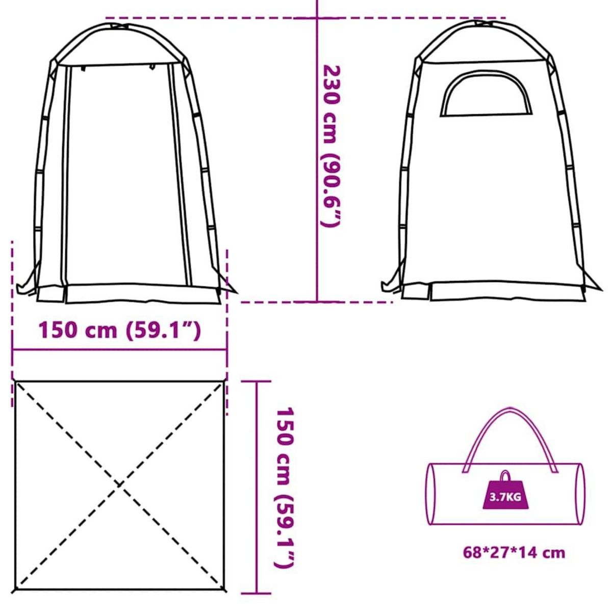 VIDAXL Tente de douche bleu impermeable