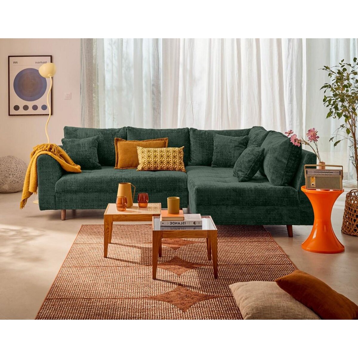 LISA DESIGN Rune - canapé d'angle droit 4 places en velours texturé