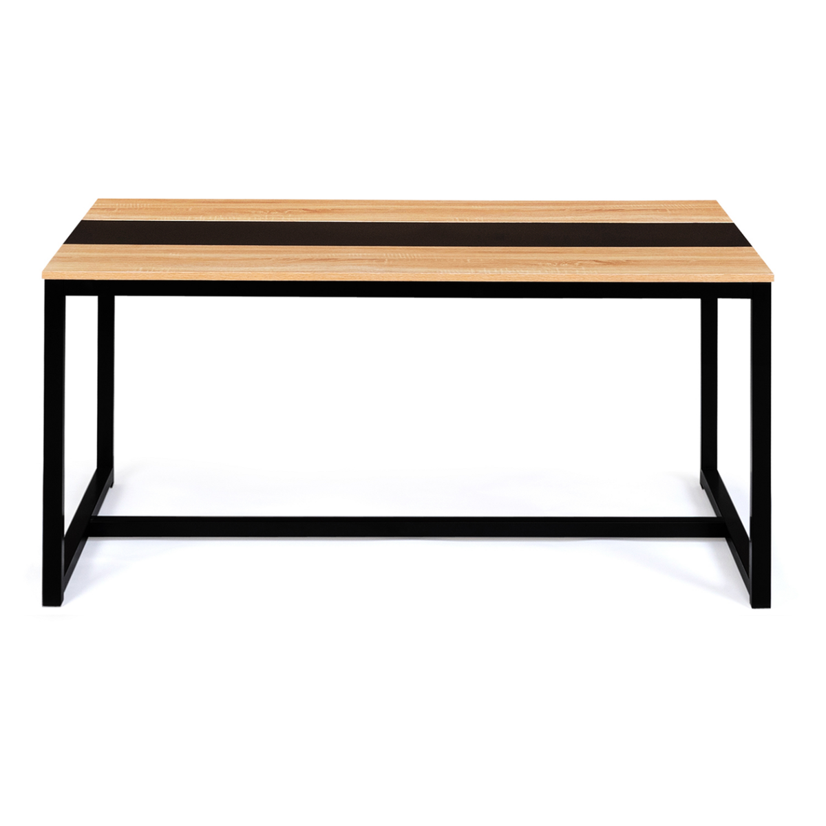 ID MARKET Table à manger rectangle DOVER 8 personnes bande centrale noire design industriel 180 cm