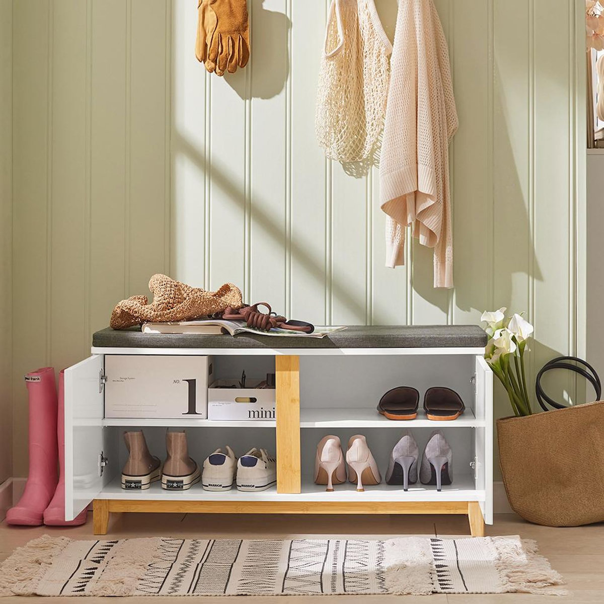 SOBUY SoBuy - Banc de rangement à chaussures avec deux portes - Nordique - FSR117