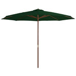 VIDAXL Parasol d'exterieur avec mat en bois 350 cm Vert