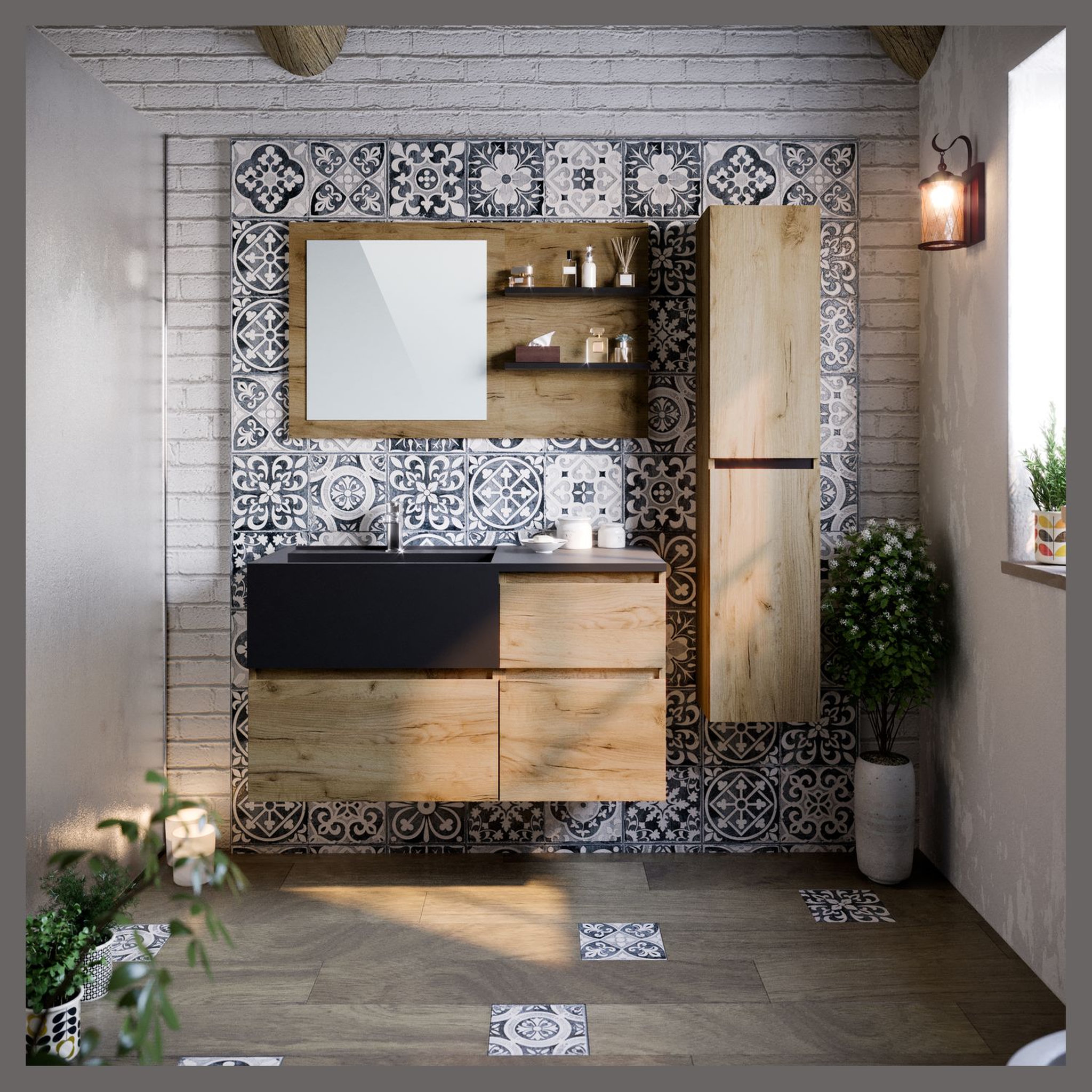 Voir la diapositive 4 : Colonne de salle de bain 2 portes L30cm DIEGO