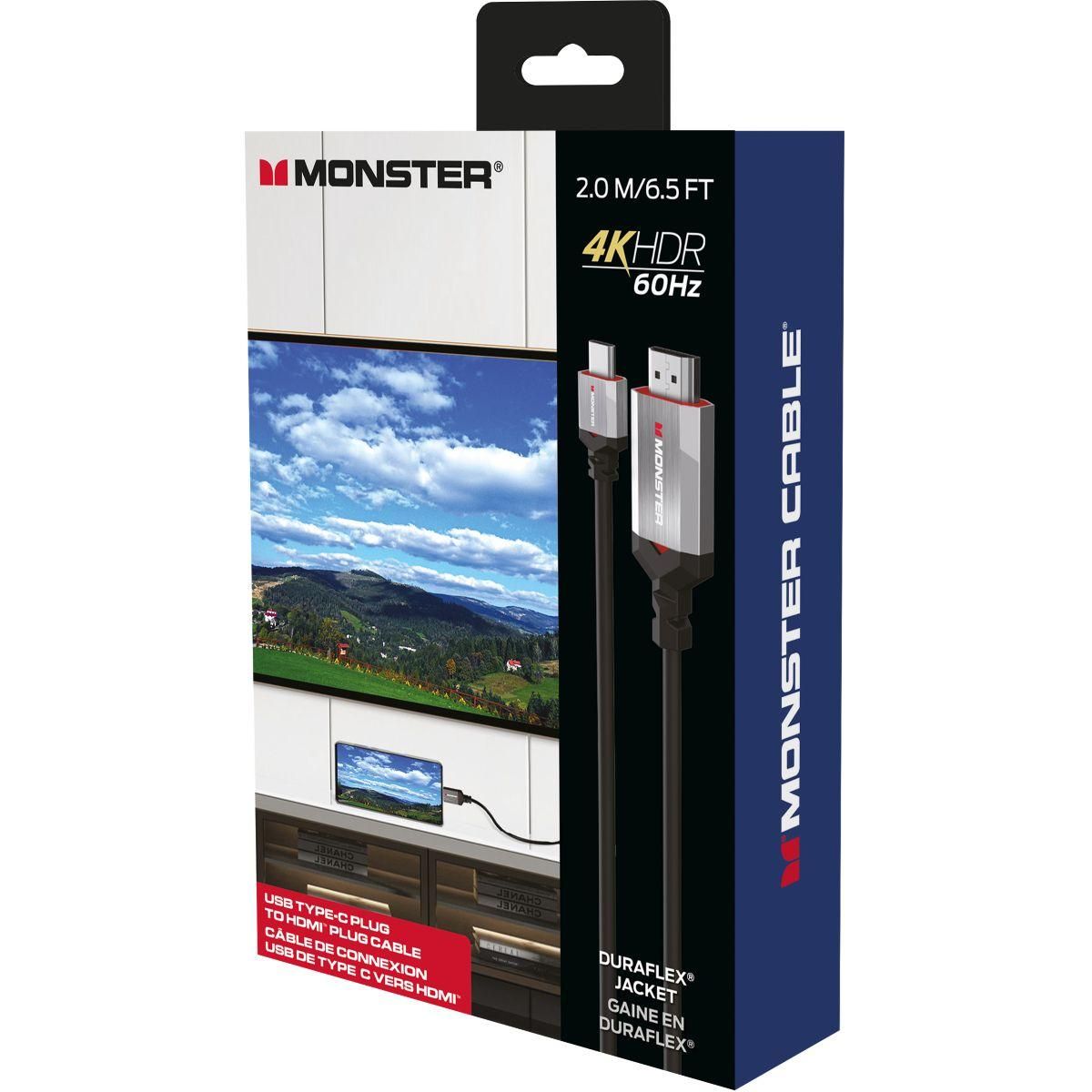Monster Cable Câble USB-C USB C vers HDMI 4K HDR 60HZ 2M