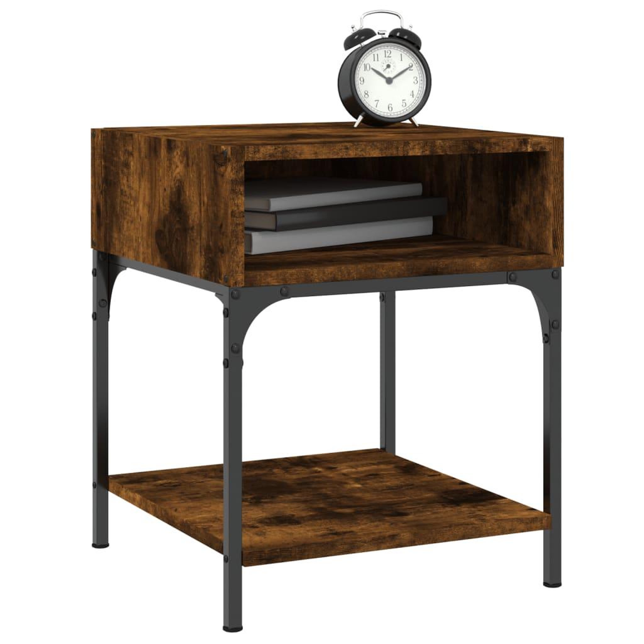 Voir la diapositive 3 : VIDAXL Table de chevet chene fume 40x41x50 cm bois d'ingenierie