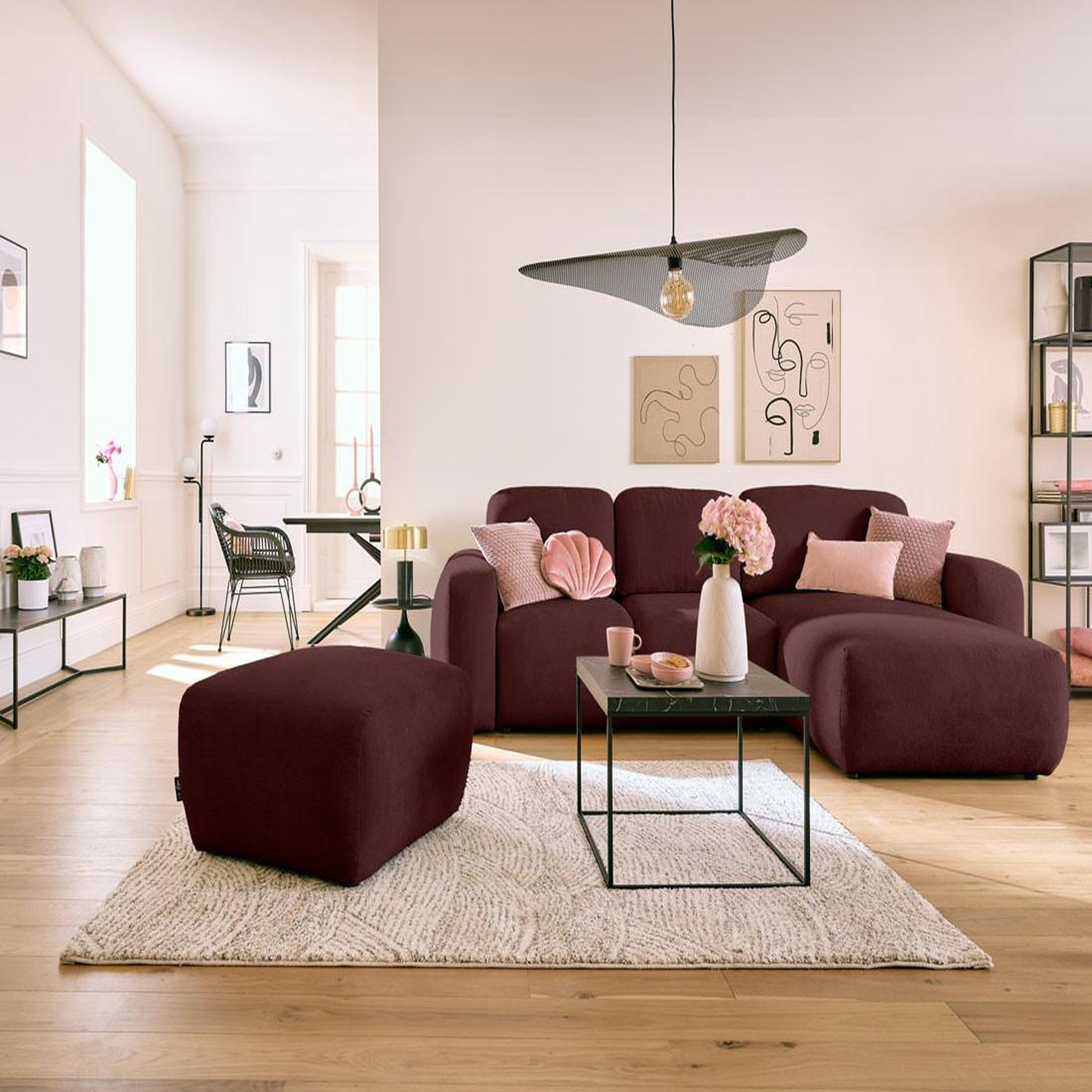 Voir la diapositive 2 : BEST MOBILIER Sorrente - pouf - en tissu texturé