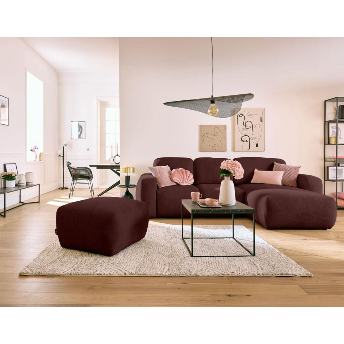 LISA DESIGN Sorrente - pouf - en tissu texturé