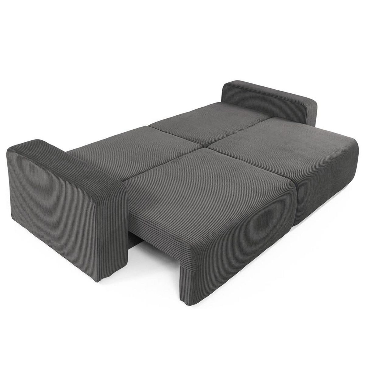 BEST MOBILIER Artemisa - canapé droit 3 places convertible avec coffre en velours côtelé