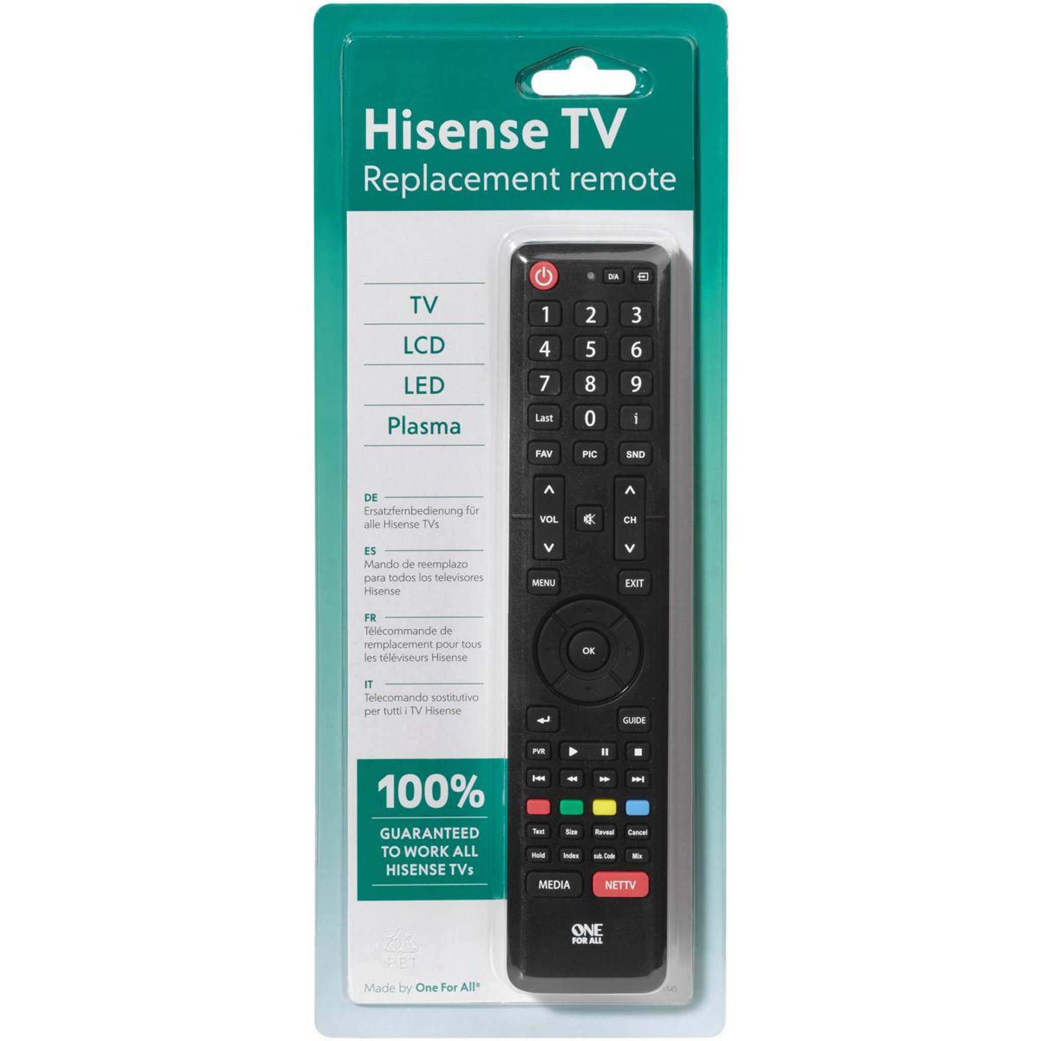 Voir la diapositive 2 : One For All Télécommande de remplacement TV Hisense