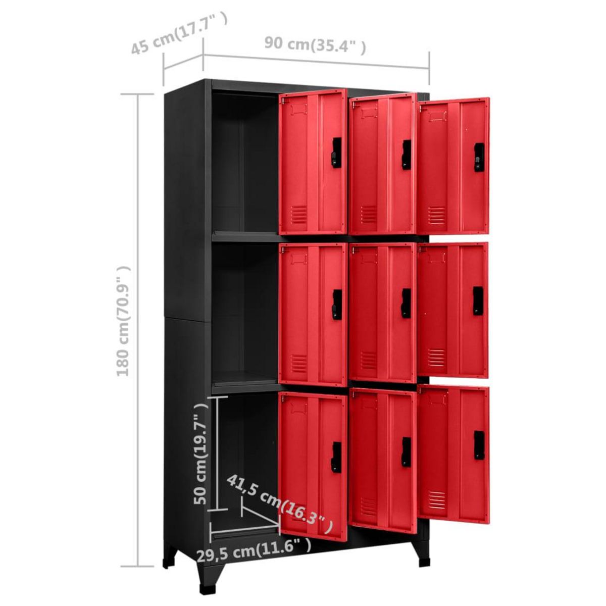 VIDAXL Armoire a casiers Anthracite et rouge 90x45x180 cm Acier