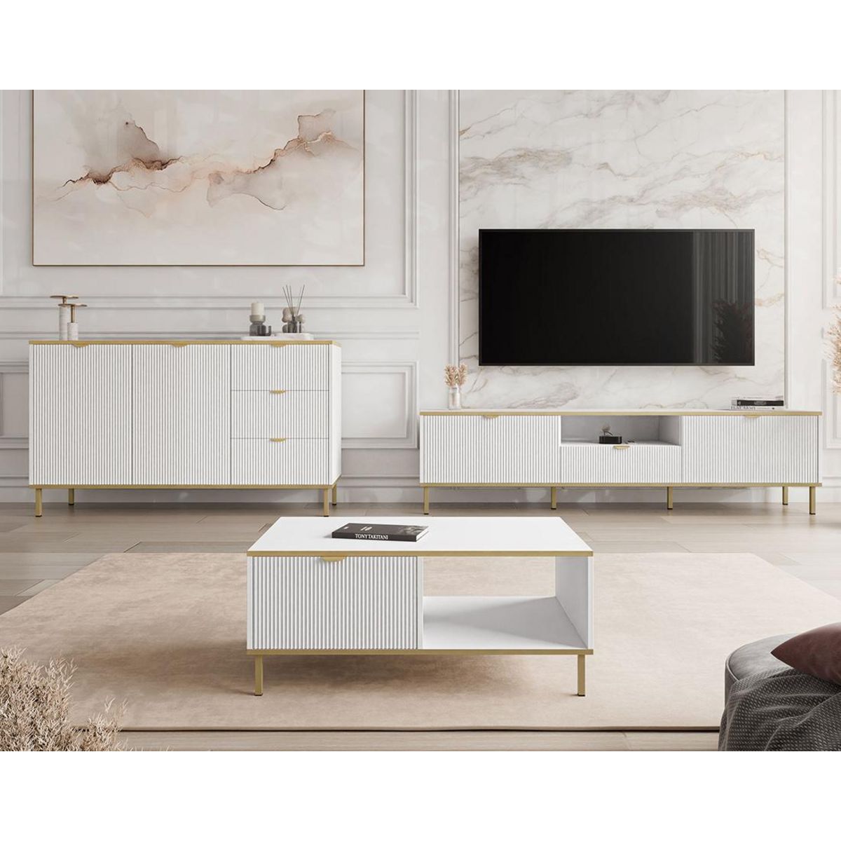 BEST MOBILIER Hope - meuble tv 181 cm - 2 portes et 1 tiroir