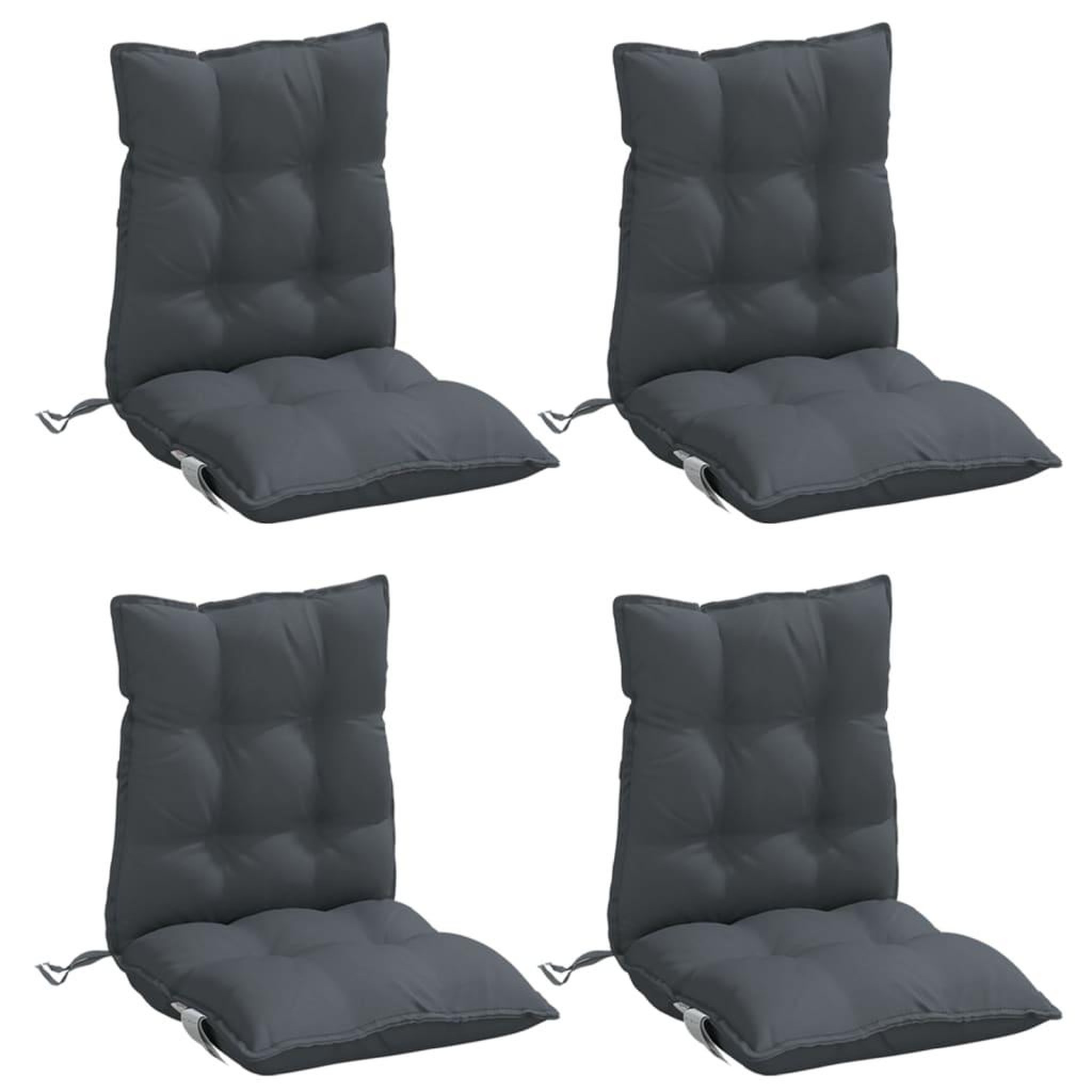 Voir la diapositive 3 : VIDAXL Coussins de chaise a dossier bas lot de 4 anthracite