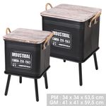 DIVERS 2 Tables d'appoint design industriel Loft. Coloris disponibles : Marron