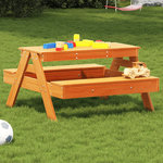 VIDAXL Table de pique-nique pour enfants cire marron bois massif pin
