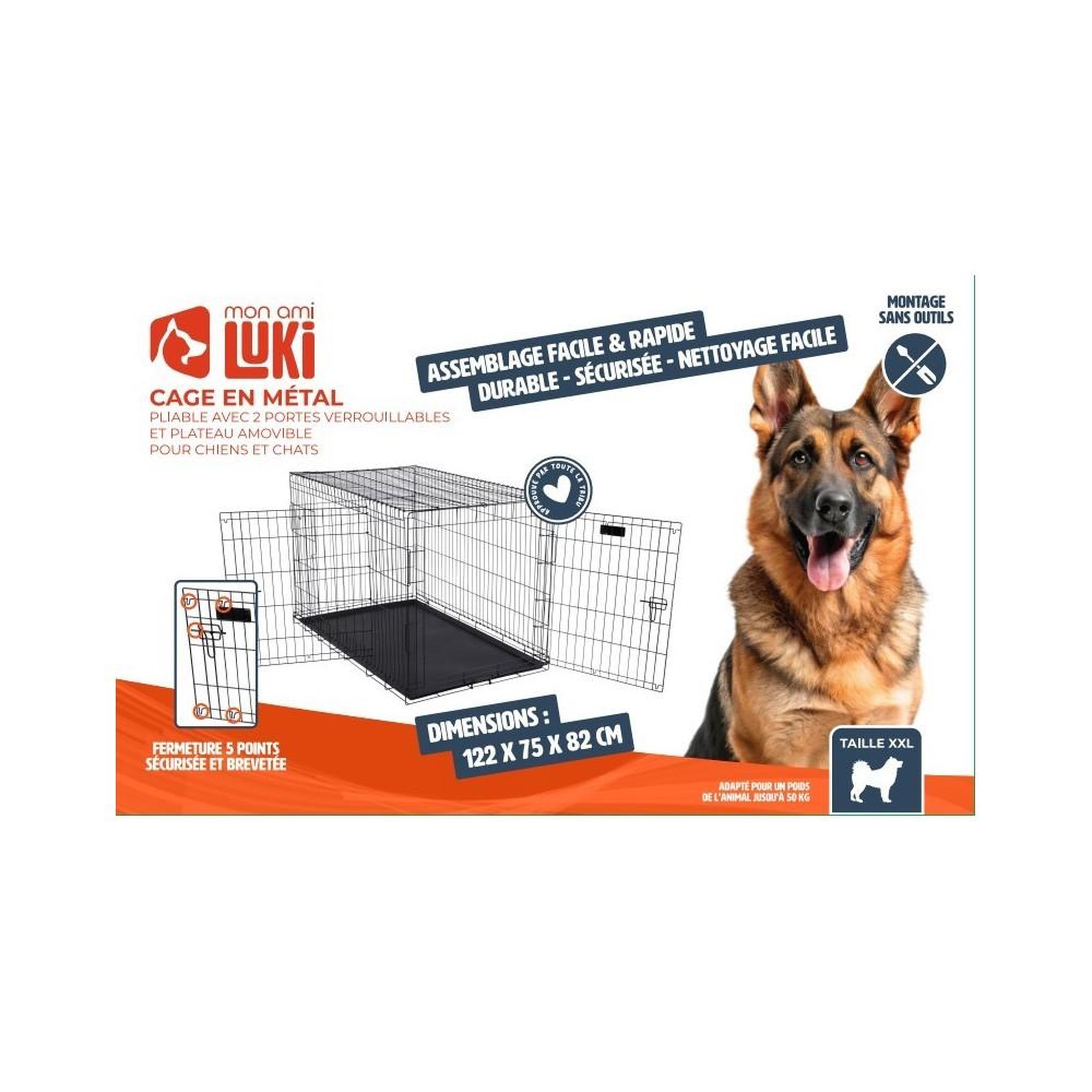 Voir la diapositive 2 : MON AMI LUKI Cage en métal avec plateau pour transport chien