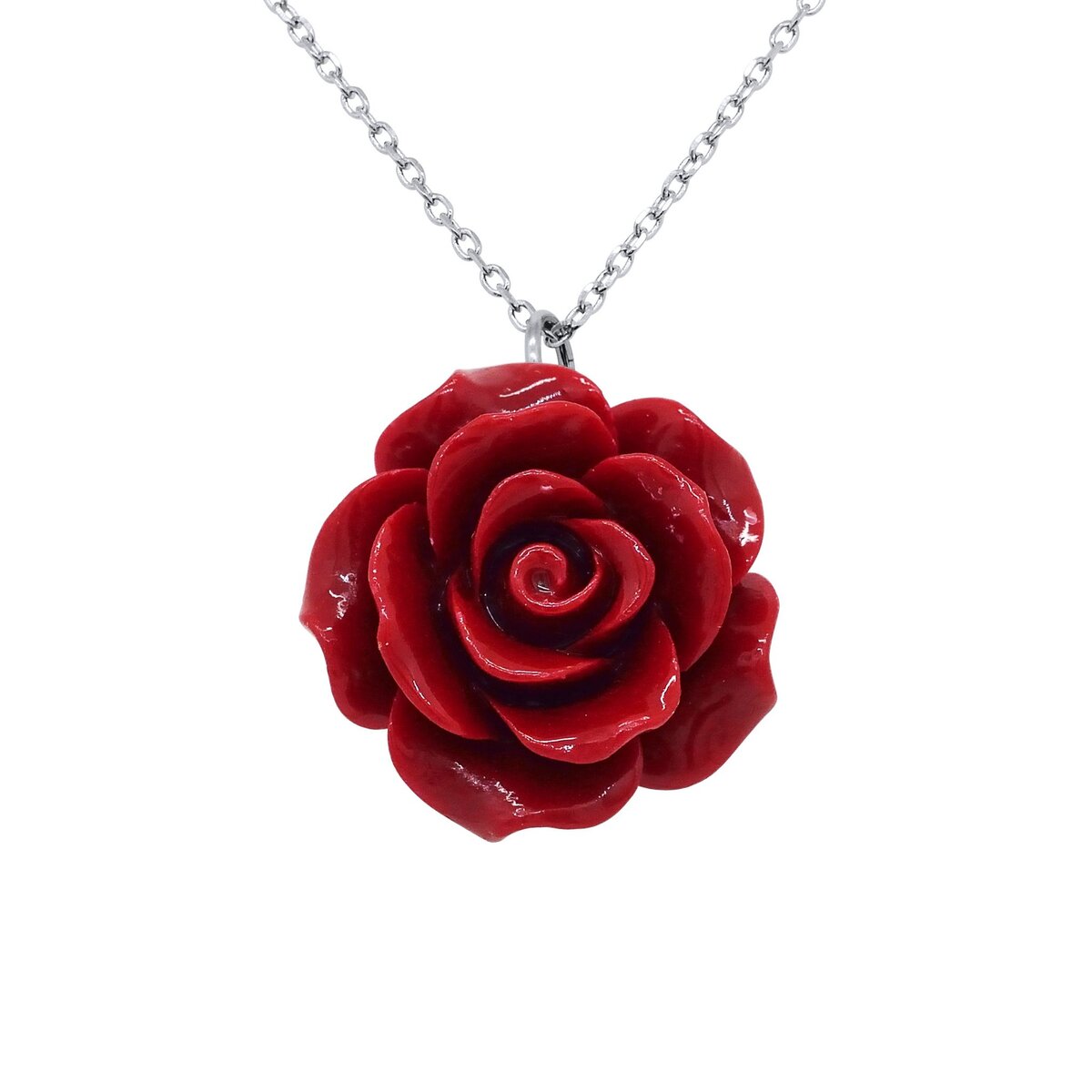LOVA - LOLA VAN DER KEEN Collier - Argent 925 Millième Pendentif Red Rose