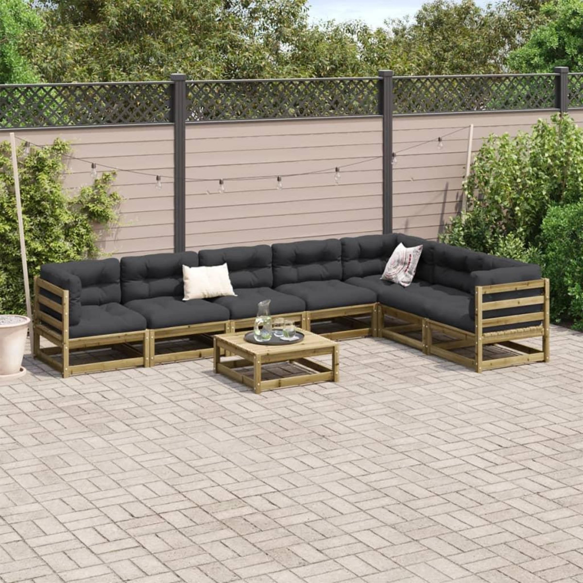 VIDAXL Salon de jardin 8 pcs bois de pin impregne
