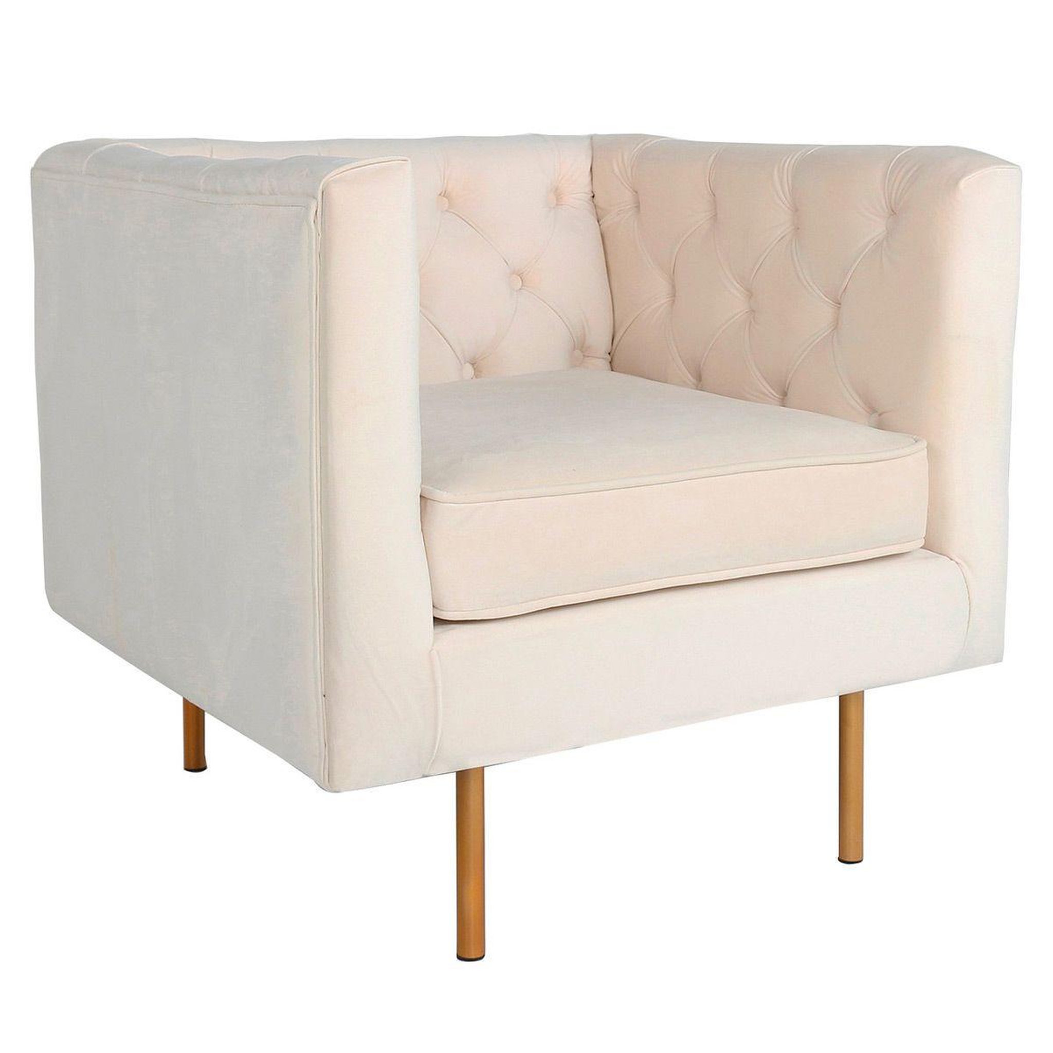 Voir la diapositive 1 : Paris Prix Fauteuil design en velours  natacha  78cm beige
