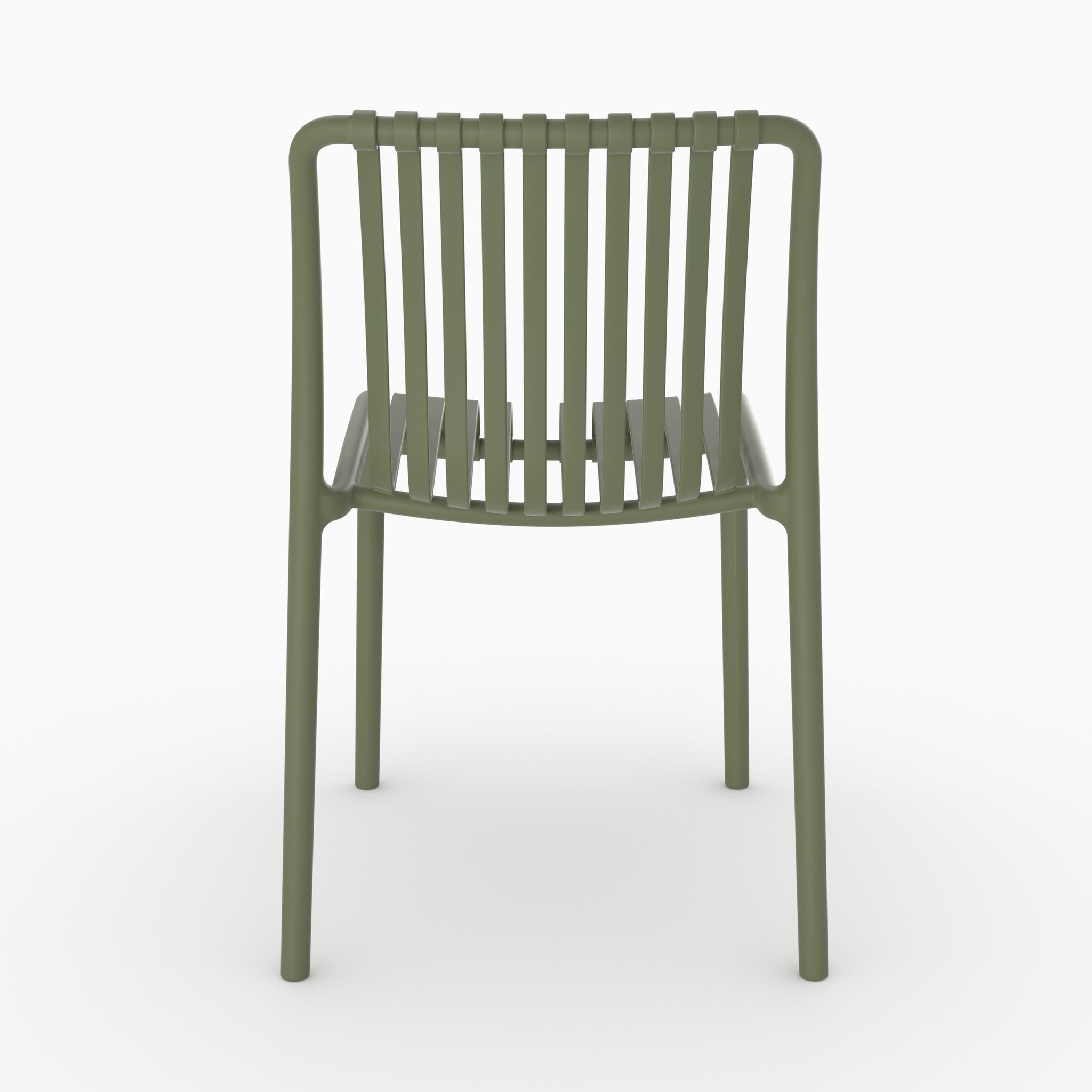 Voir la diapositive 3 : MAISON PAVANE Lot de 2 chaises de jardin empilables en plastique vert kaki-duli