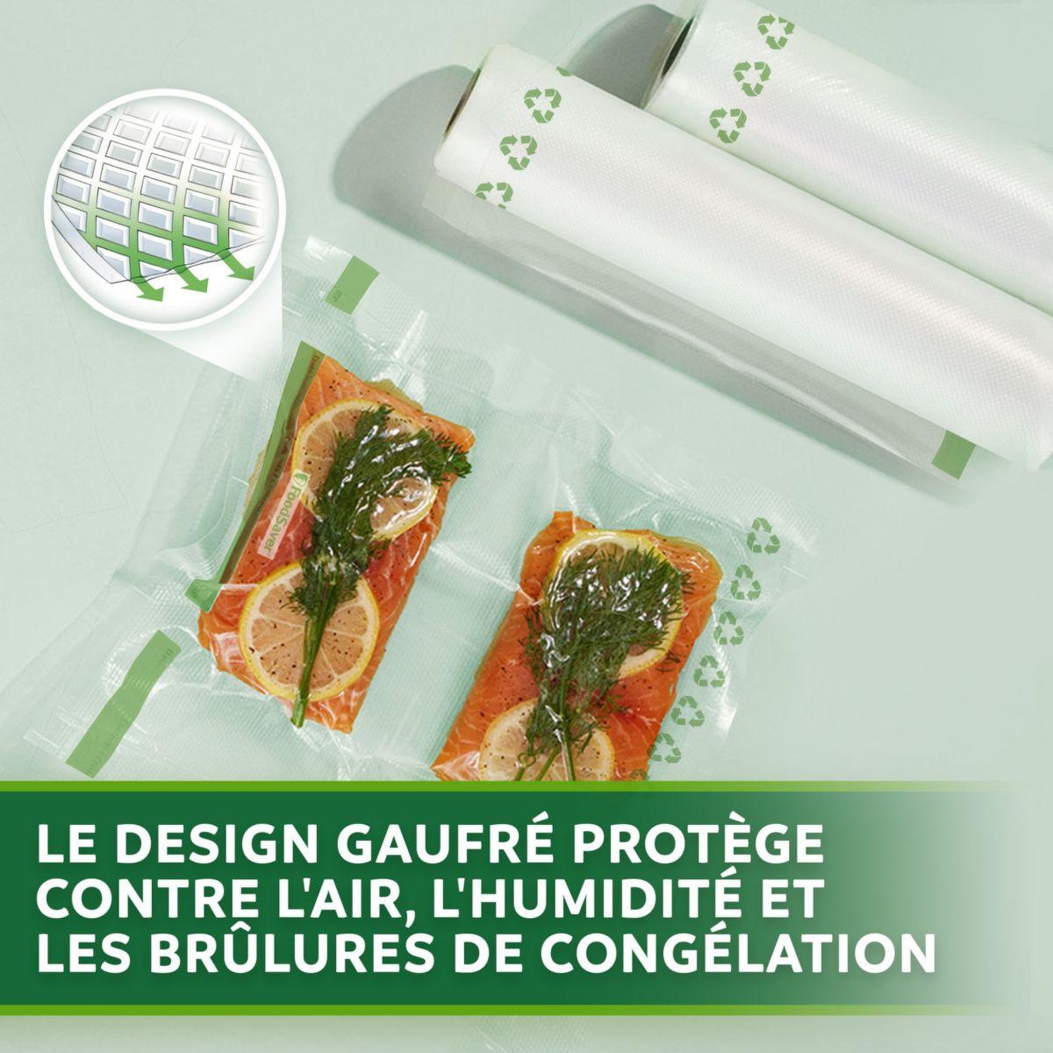 Voir la diapositive 3 : FOODSAVER Sac sous vide fsre2002x01 2 rouleaux 20cm x 4.5m