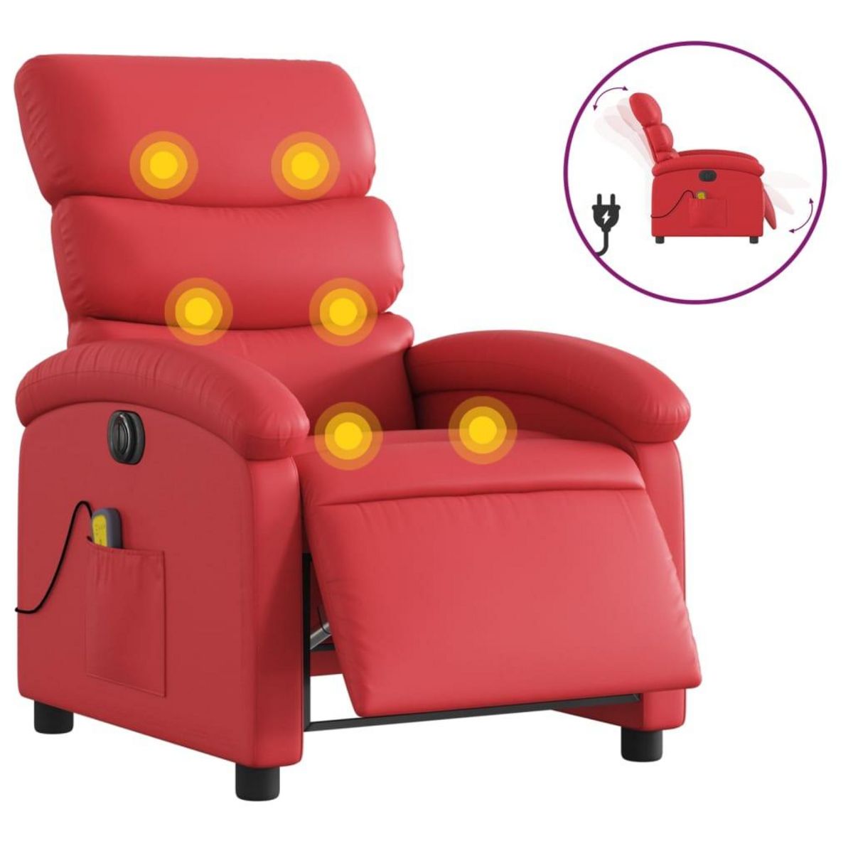 VIDAXL Fauteuil de massage inclinable electrique rouge similicuir