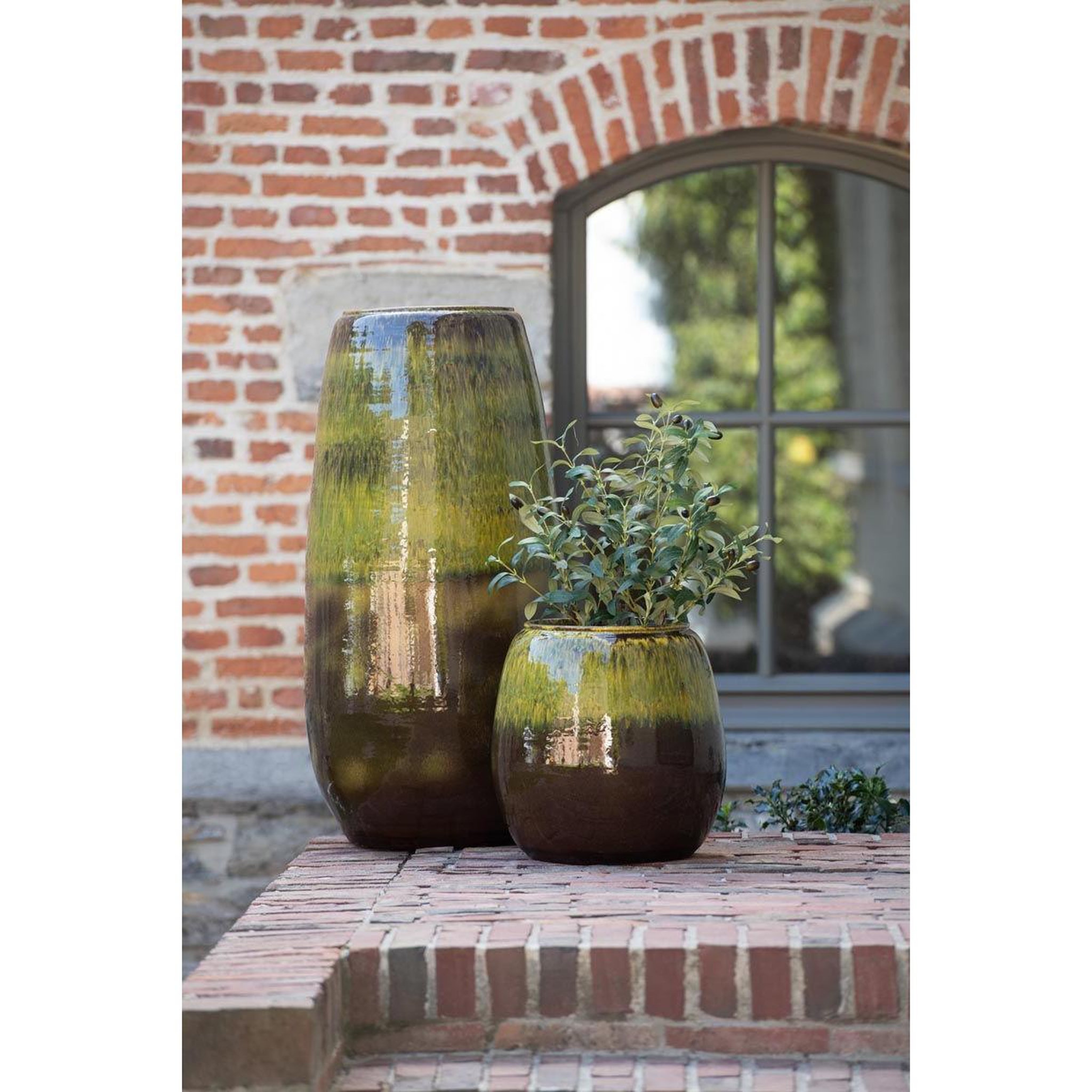 Voir la diapositive 3 : J-LINE Vase en céramique  olive  89cm vert