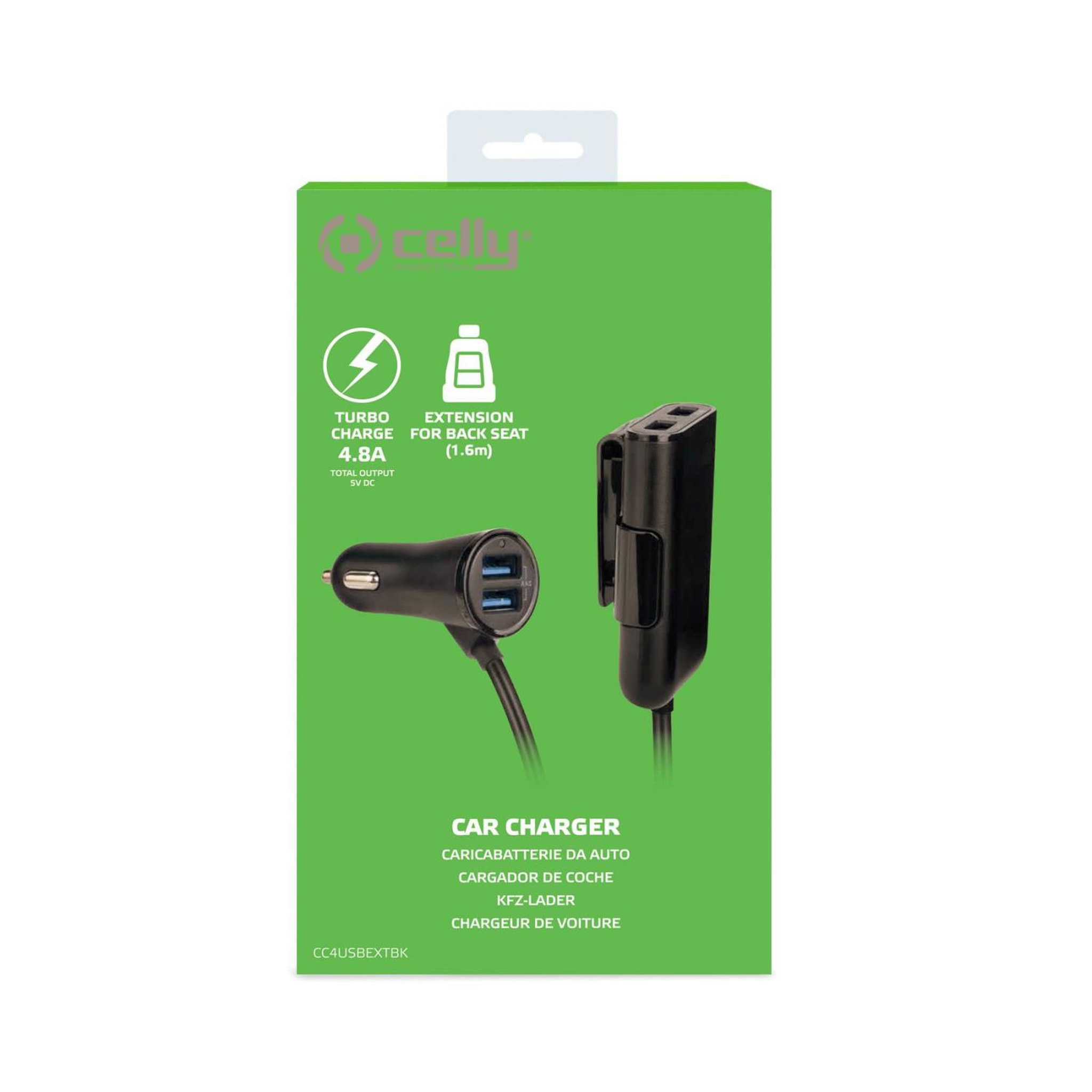 Voir la diapositive 3 : CELLY Celly cc4usbextbk chargeur d'appareils mobiles universel noir allume-cigare auto
