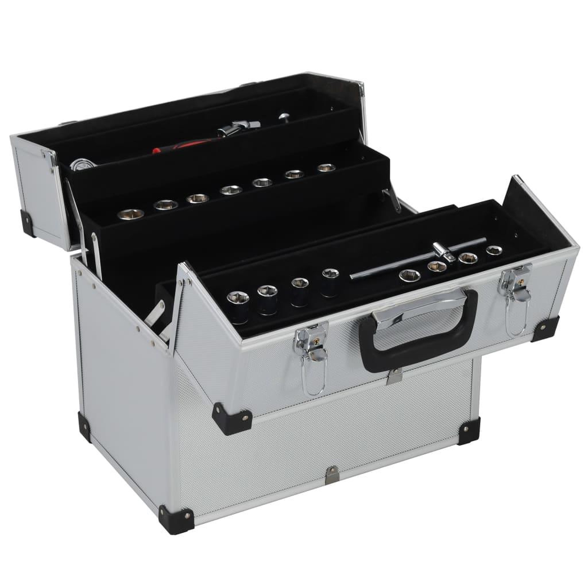 Voir la diapositive 2 : VIDAXL Boîte a outils 38x22,5x34 cm Argente Aluminium