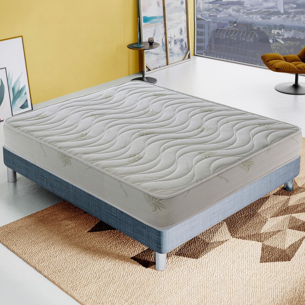ILOVESLEEP Matelas Mousse ALOE - Epaisseur 25 Cm - Réversible - Côté Été/hiver