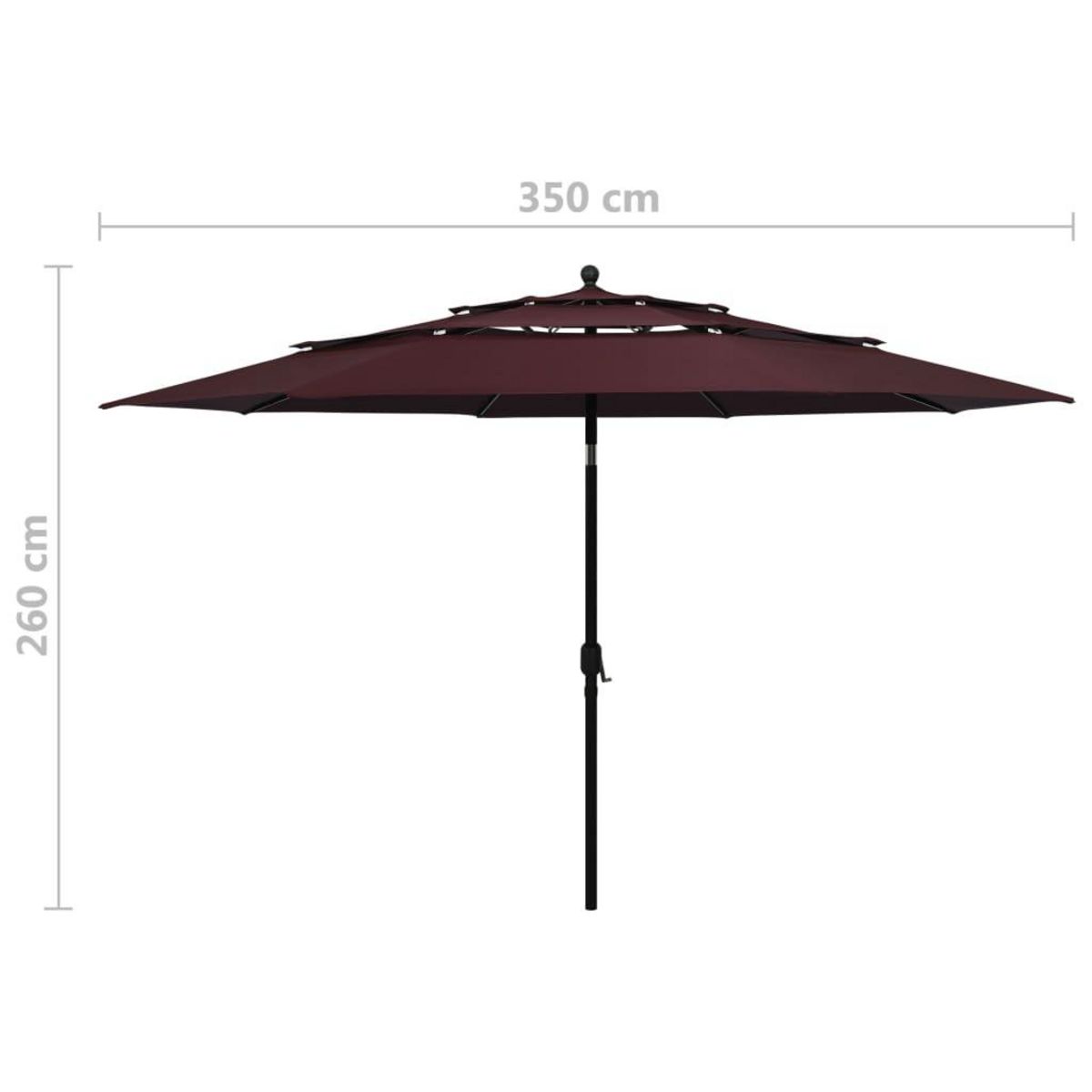 VIDAXL Parasol de jardin a 3 niveaux mat en aluminium rouge bordeaux
