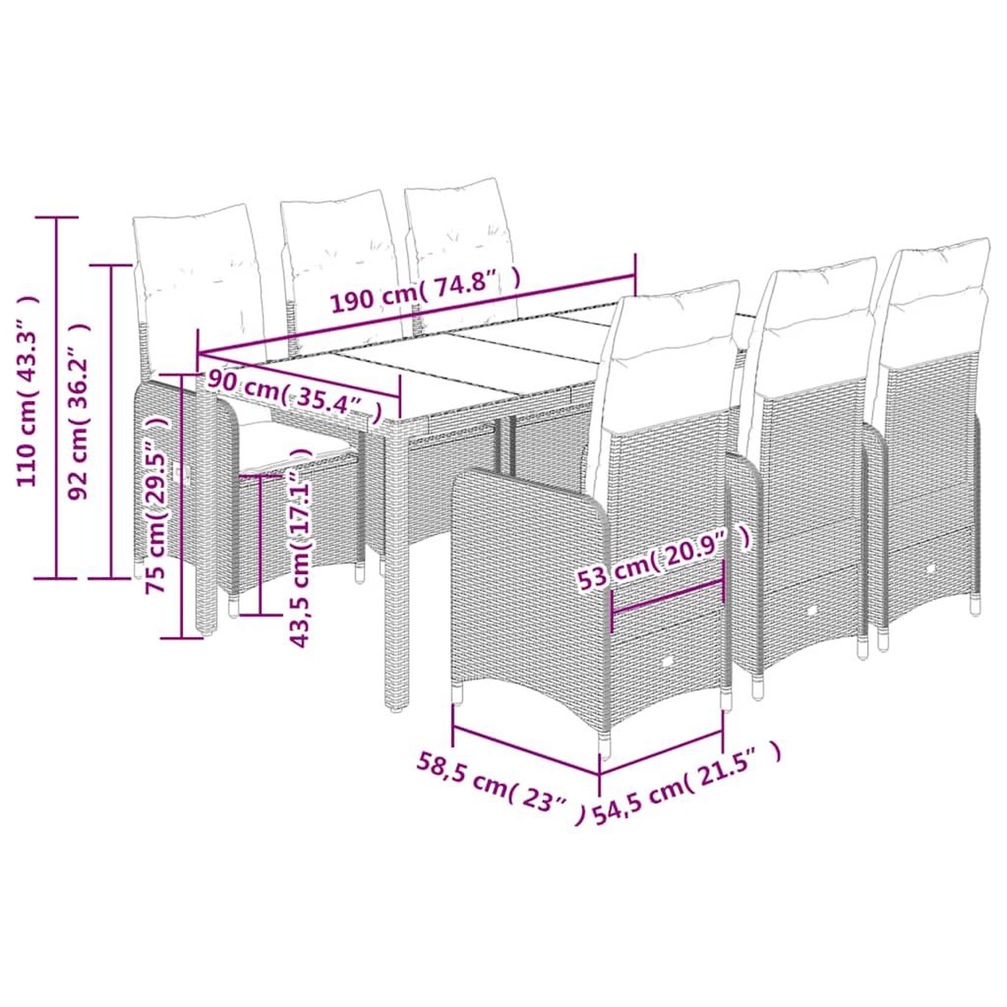 Voir la diapositive 6 : VIDAXL Ensemble de bistro de jardin 7 pcs coussins gris poly rotin