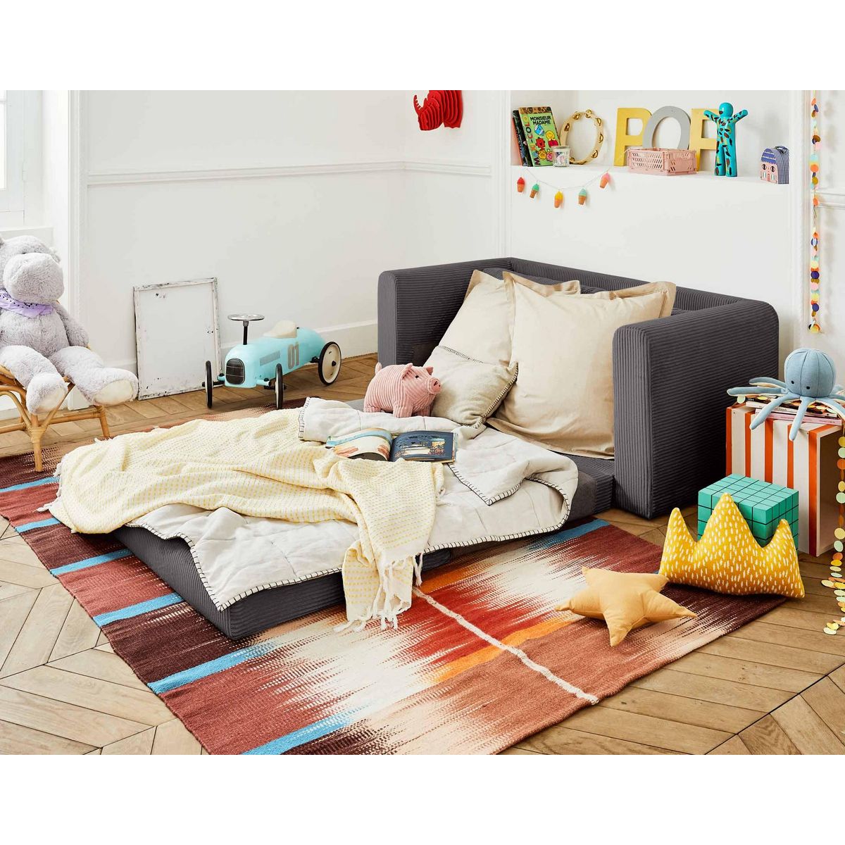 BEST MOBILIER Marilia - canapé 2 places - convertible déplimousse - en velours côtelé