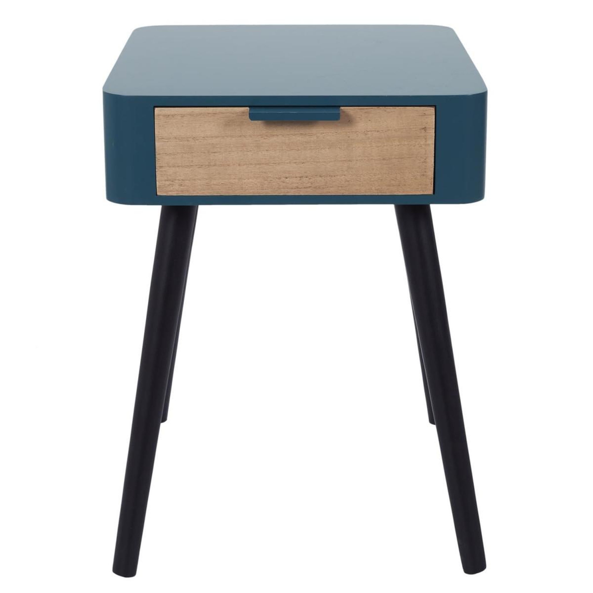 Voir la diapositive 2 : The Home Deco Factory Table de chevet 1 tiroir  bois  48cm bleu canard