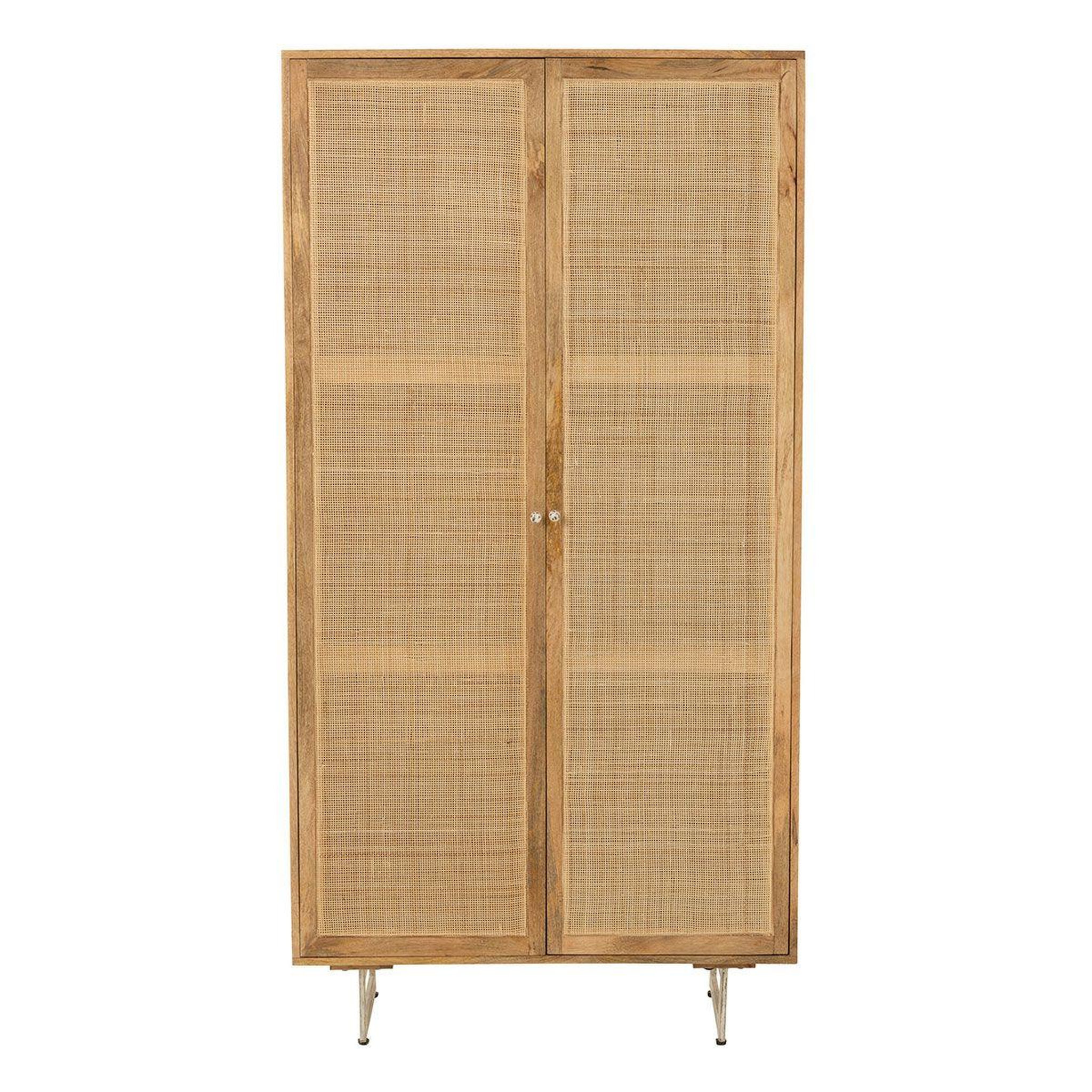 Voir la diapositive 2 : J-LINE Armoire en bois 2 portes  weaving  175cm naturel