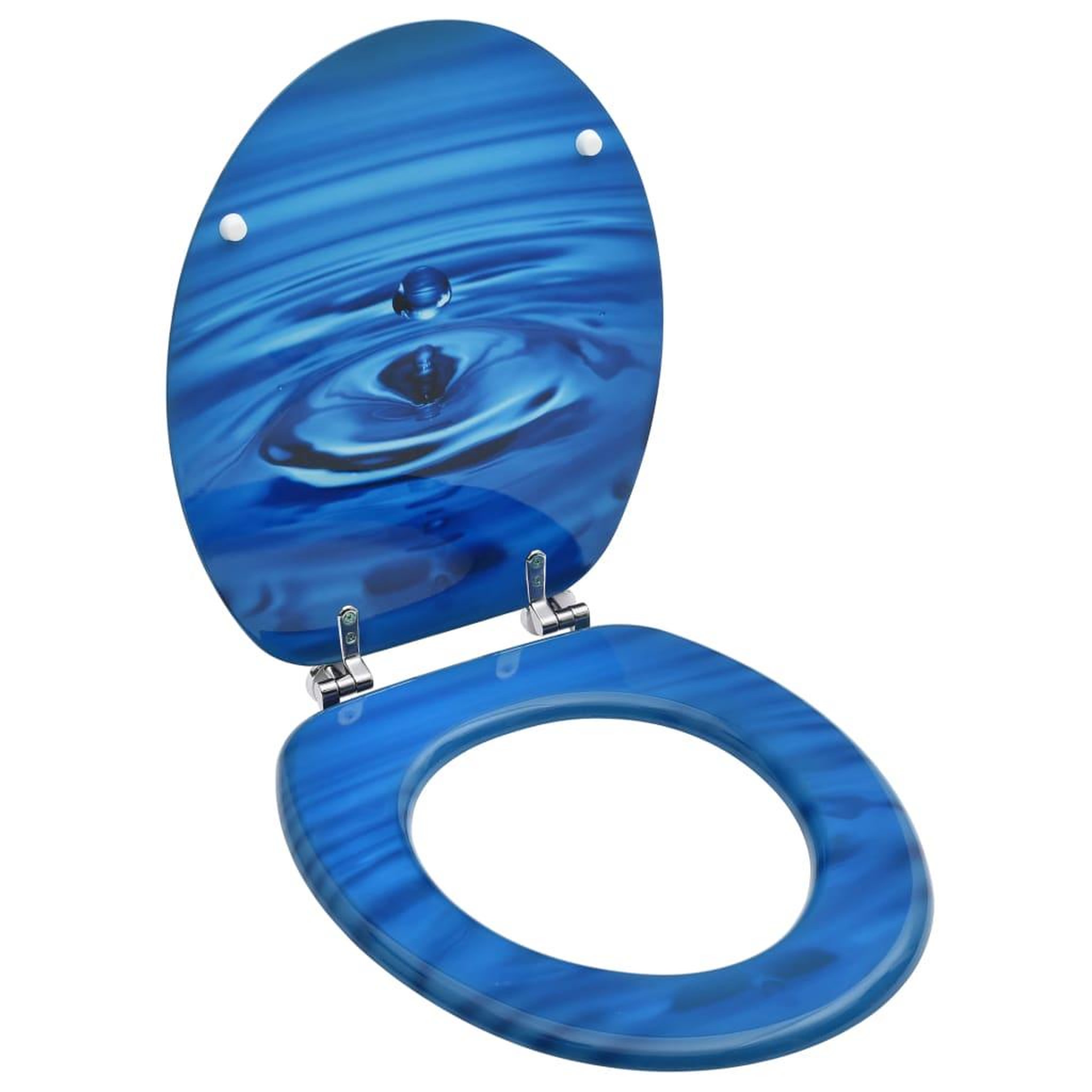 Voir la diapositive 1 : VIDAXL Siege de toilette avec couvercle MDF Bleu Gouttes d'eau