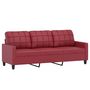 Voir la diapositive 2 : VIDAXL Canape a 3 places Rouge bordeaux 180 cm Similicuir