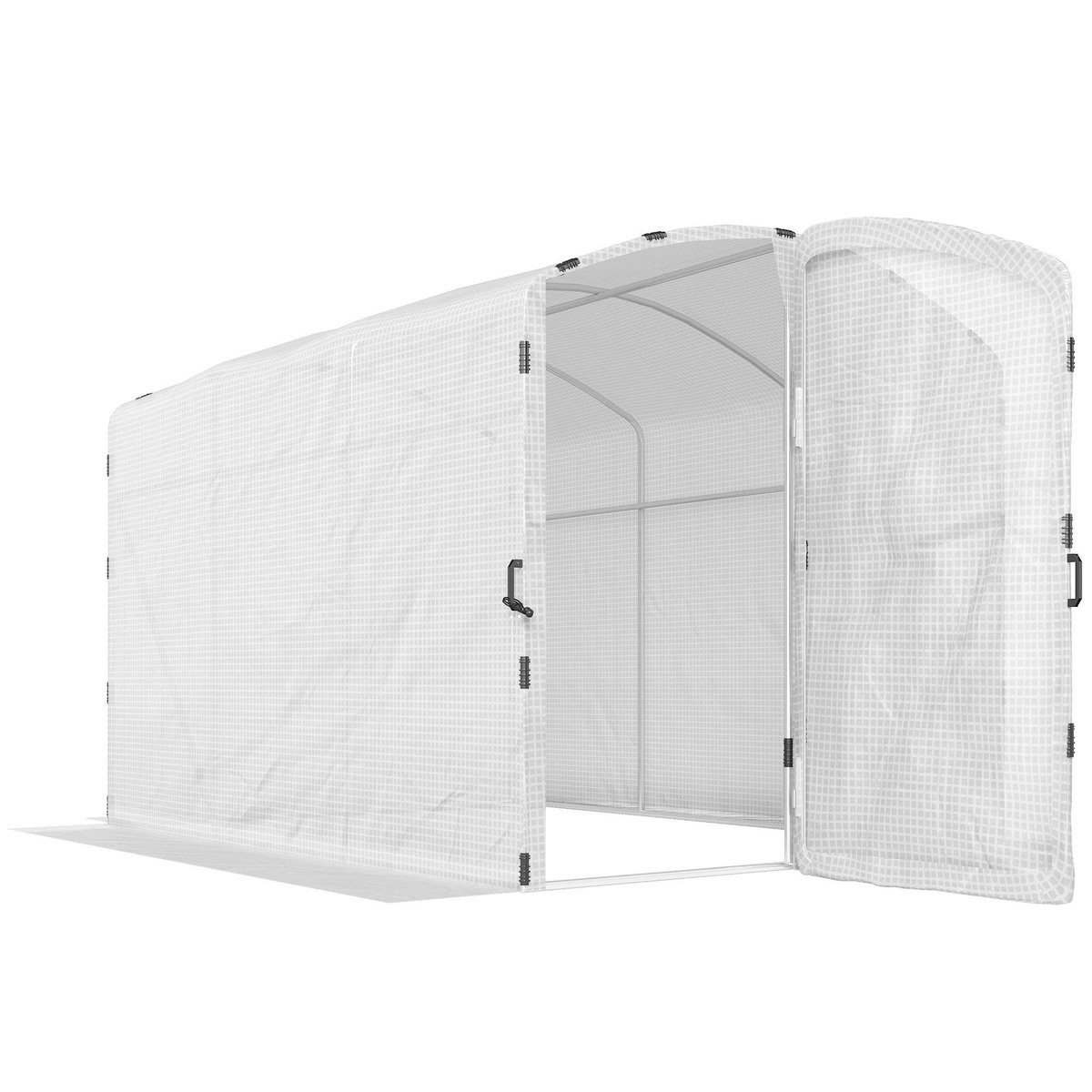 OUTSUNNY Serre tunnel de jardin 6 m² porte bâche PE haute densité 220g/m² blanc