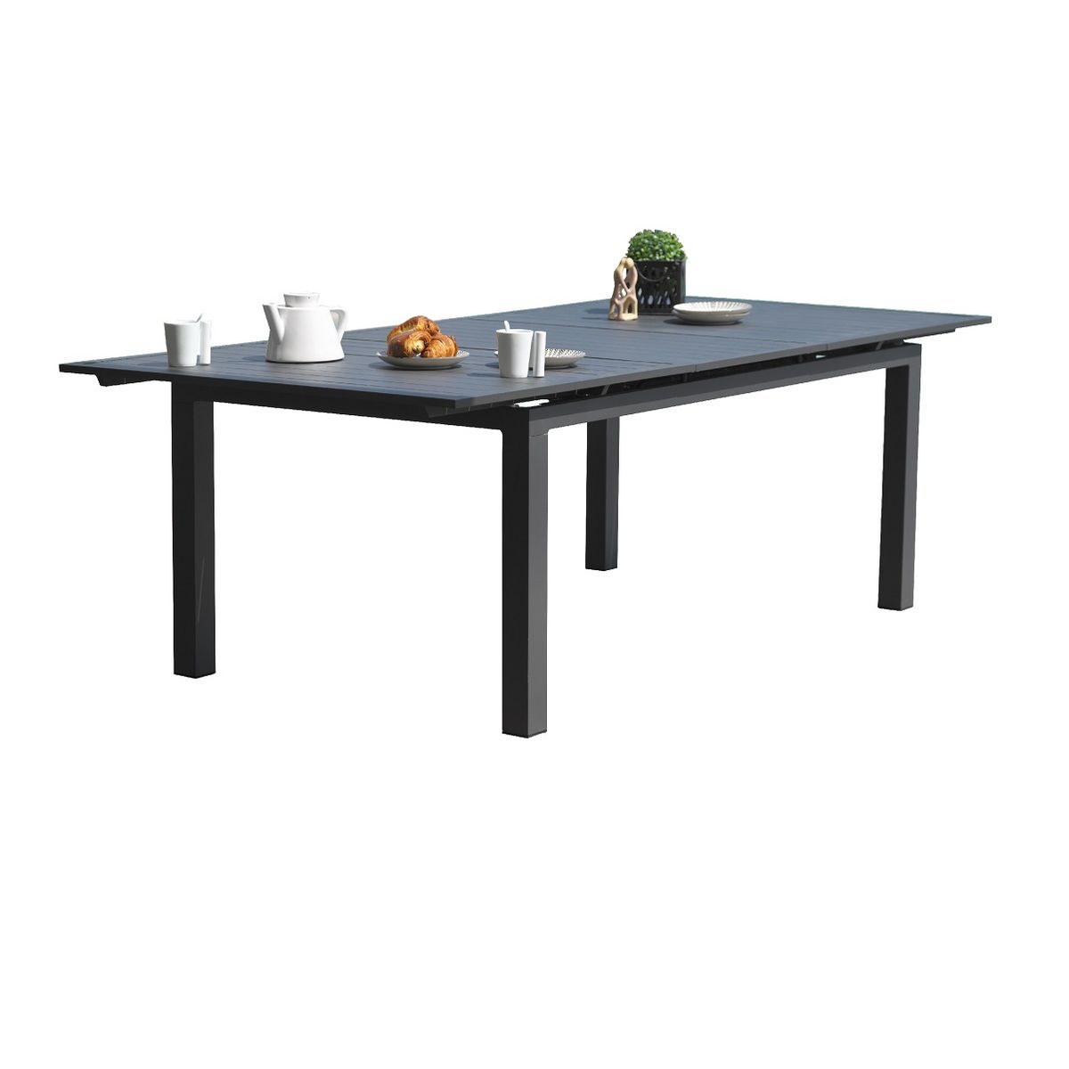 DCB GARDEN Table de jardin - 10/12 places - Aluminium - Gris - MIAMI